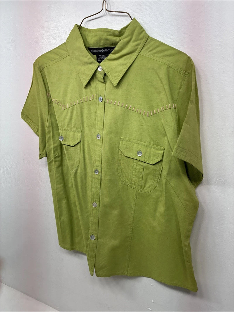 New Women’s Gordon James Green Short Sleeve Button Up Short XL II-38