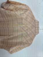 New Men’s ELY Cattleman Orange Plaid Short Sleeve Pearl Snap Large X-28