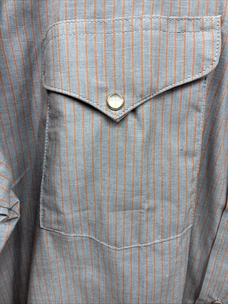 New Men’s Mesquite Gray Orange Stripe Short Sleeve Pearl Snap XL Q-70