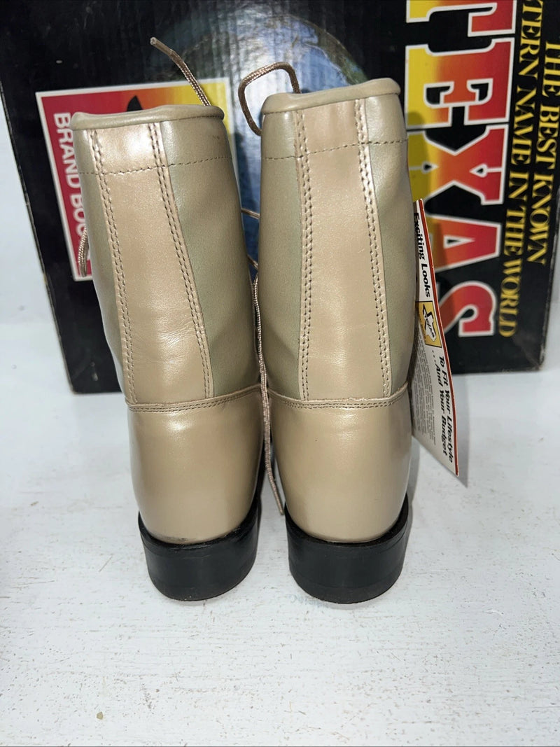 New Women’s Tan Lace Up Texas Brand Cowboy Boots. 4498 6.5 6 1/2 M. 19-120
