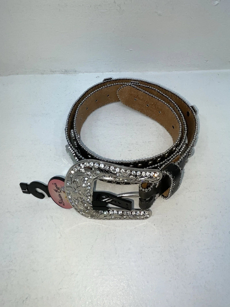 New Black Genuine Leather Blazin Roxx Silver Bling Cross L Belt #N3510401 Z-67