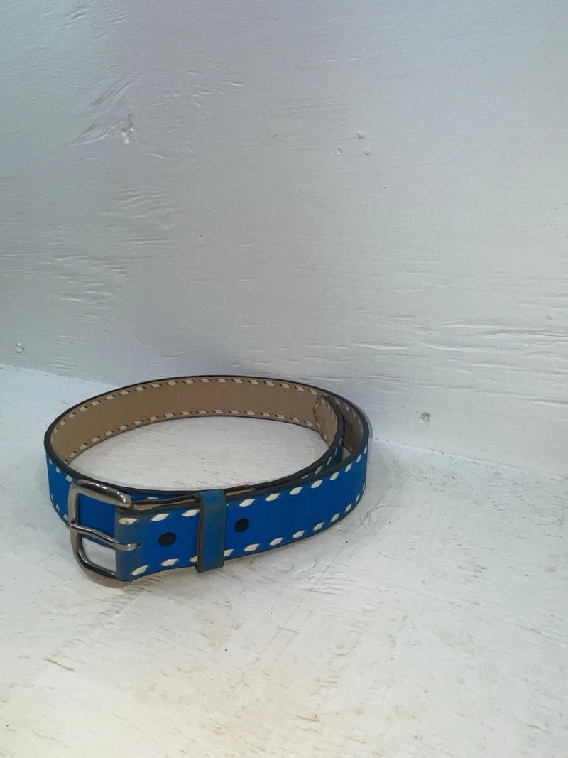New Blue Genuine Leather Weaved 32” Belt #7030 Z-120