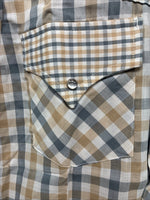 New Men’s Stockman Yellow Grey Plaid Long Sleeve Pearl Snap 14.5 Small X-37