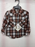 New Kids ELY Cattleman Orange Plaid Long Sleev Pearl Snap JUV-3 DD-18