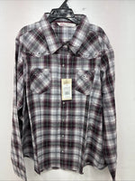 New Women’s Cumberland Purple Plaid Long Sleeve Pearl Snap 3XL GG-33
