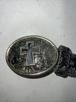 New Black Silver Blazin Roxx Genuine Leather Belt Large #N3518201 W-17