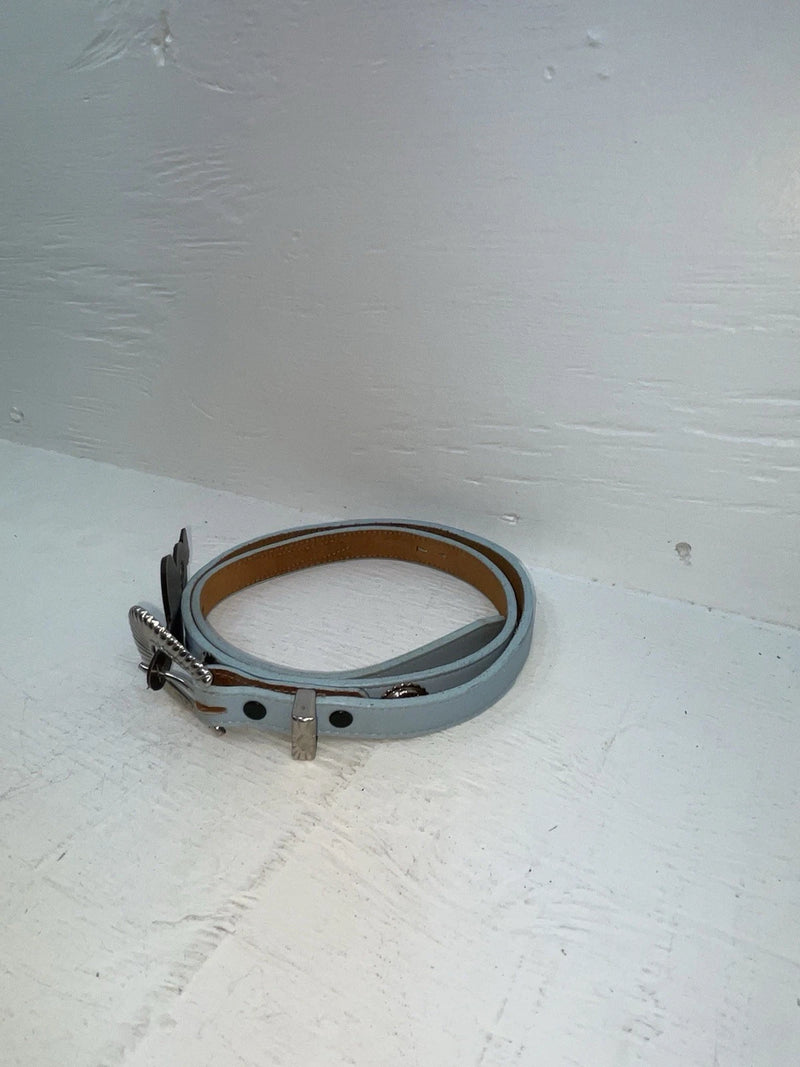 New Blue Genuine Leather Nocona Silver Pendent 34” Belt #277 JJ-89