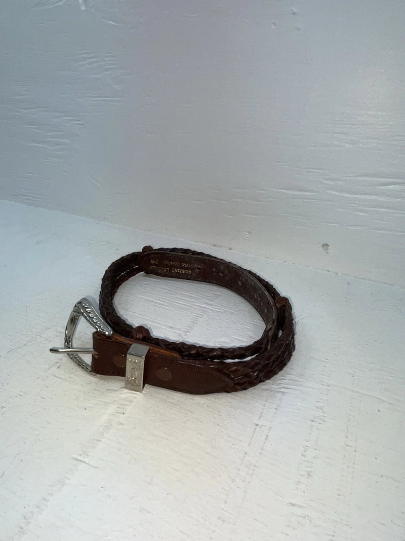 New Brown Genuine Leather Braided Rope 28” Belt #02/4703 JJ-153
