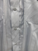 New Men’s White Horse Blue long sleeve pearl snap small B-69