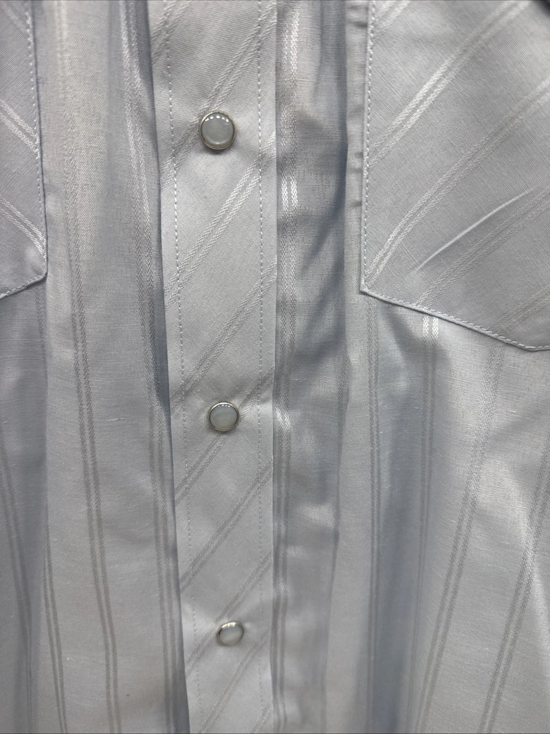 New Men’s White Horse Blue long sleeve pearl snap small B-69