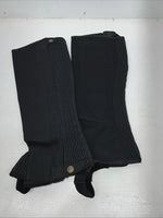 New Black Ovation Stretch Rib Half Chaps Large #464331 C-500