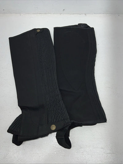 New Black Ovation Stretch Rib Half Chaps Large #464331 C-500