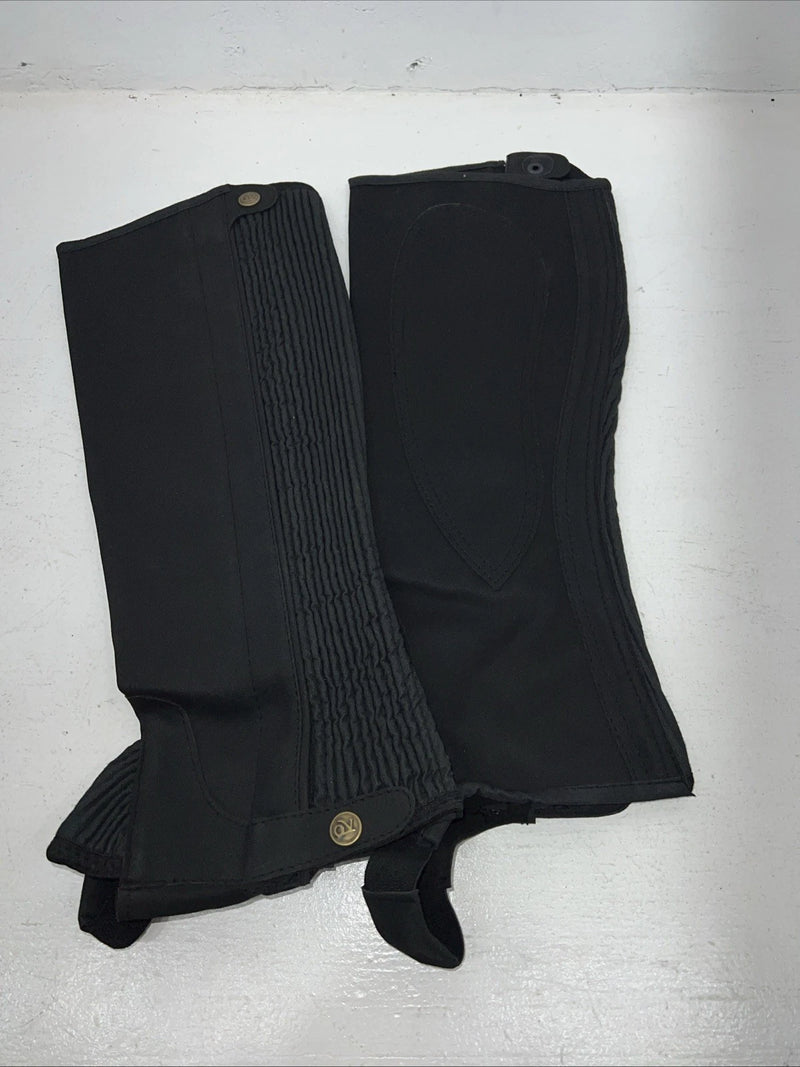 New Black Ovation Stretch Rib Half Chaps Large #464331 C-500