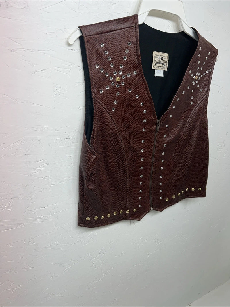 New Women’s 1849 Authentic Ranchwear Brown Show Vest Large E-603