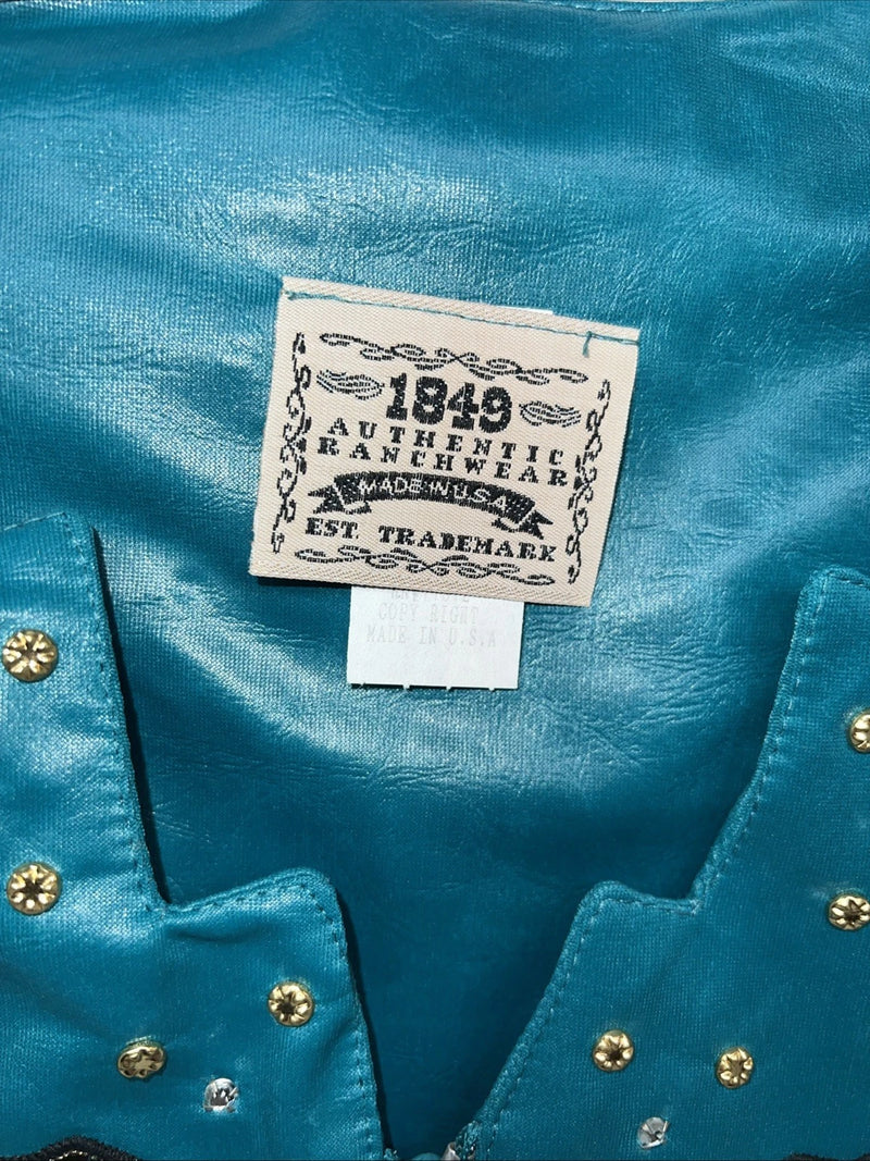 New Women’s 1849 Authentic Ranchwear Blue Horse Show Vest XS L-600
