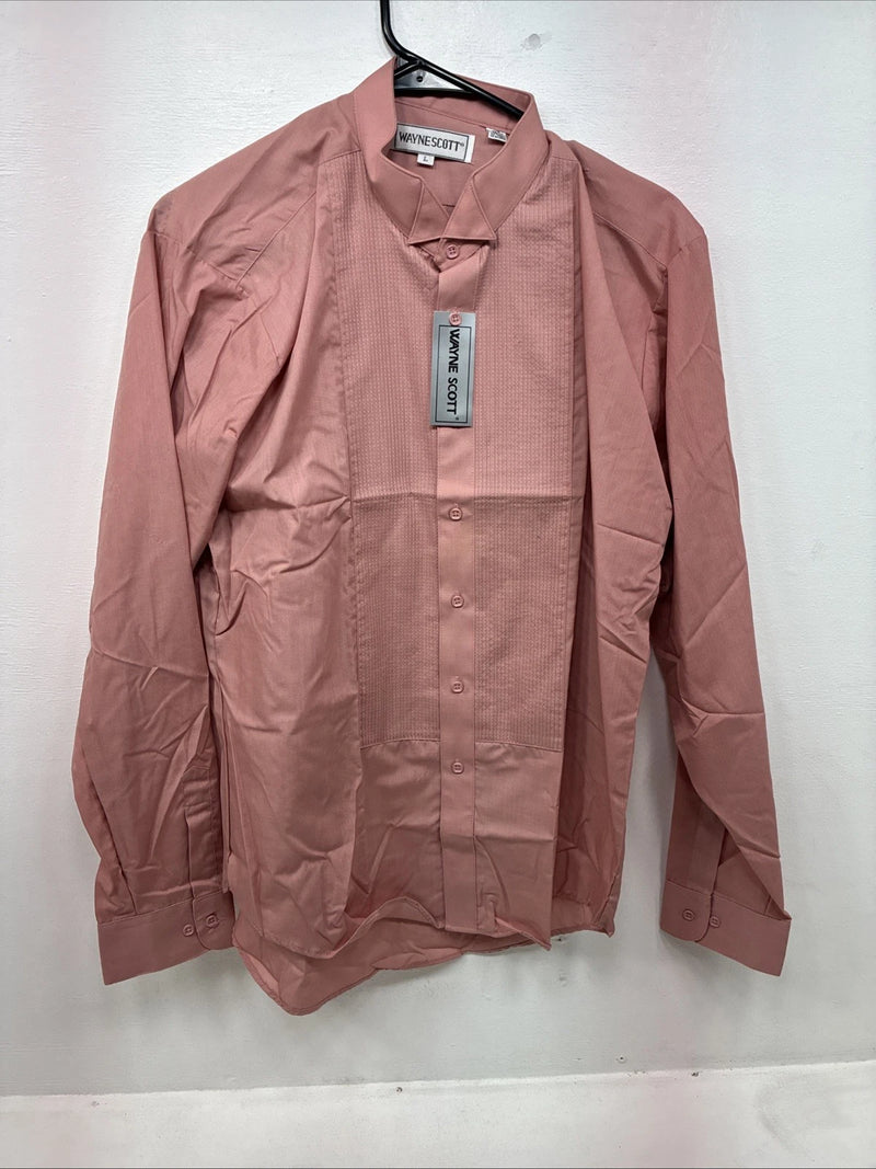 New Wayne Scott Pink Long Sleeve Button Up English Shirt Large MM-45