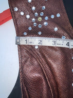 New Women’s Brown Snakeskin 1849 Authentic Ranchwear Cut Off Zip Up Vest S 3B-72