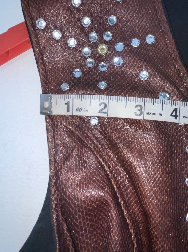 New Women’s Brown Snakeskin 1849 Authentic Ranchwear Cut Off Zip Up Vest S 3B-72