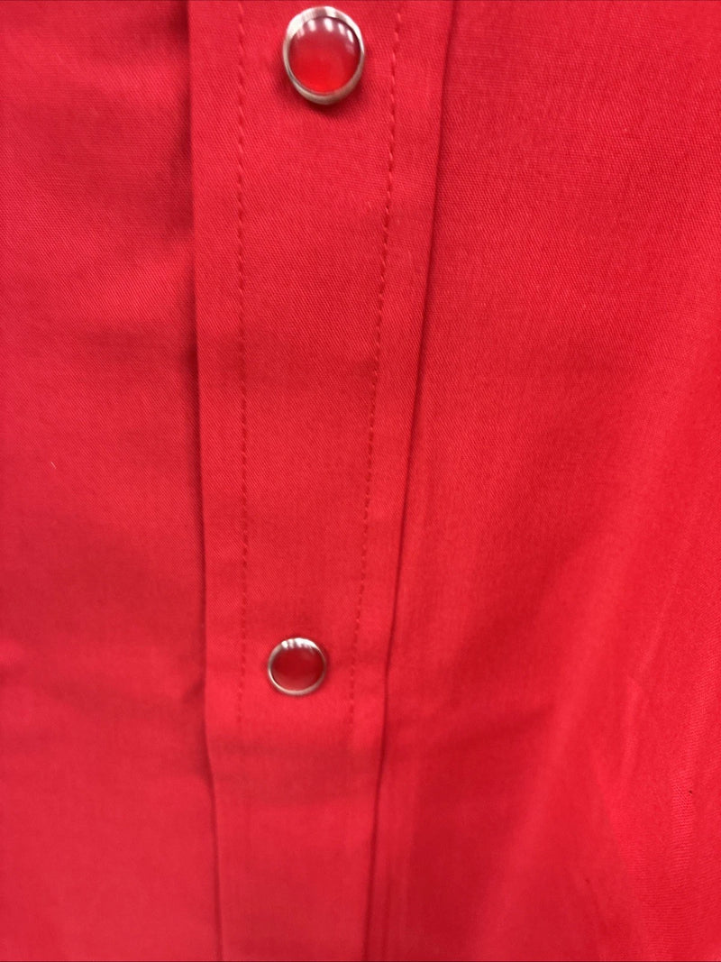 New Men’s ELY Cattleman Red Simple Long Sleeve Pearl Snap 18.5 X 35 2XL K-94