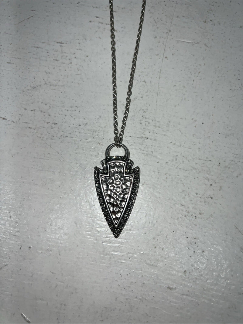 New Women’s Rock 47 Silver Chain Rectangle Necklace. NC2403R47 A-87