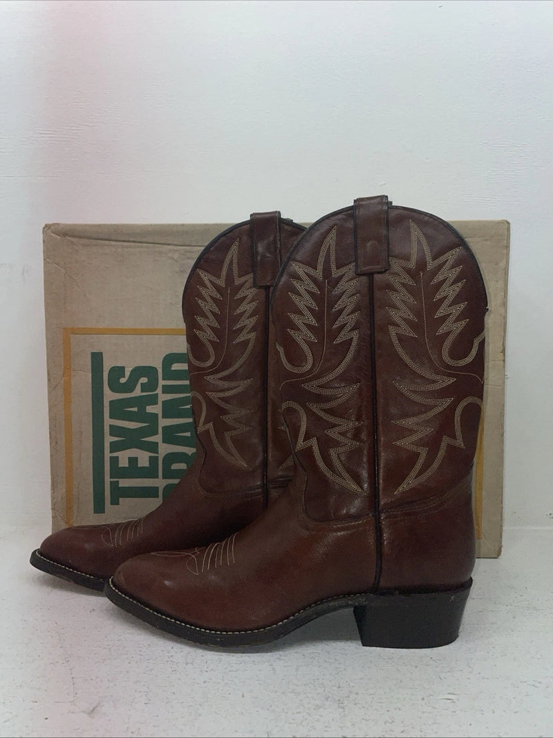 New Men’s Brown Texas Brand Cowboy Boots. 7953 9.5 9 1/2 D. 5-55