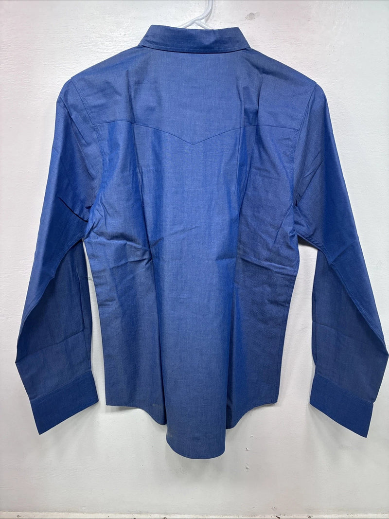 New Women’s ELY Classic Blue Long Sleeve Button Up Size Large YY-26