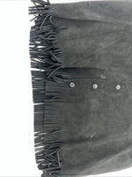 New Women’s Western Express Black Leather Fringe Biker Vest XL L-605