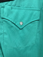 New Men’s ELY Diamond Teal Black Embroidered Long Sleeve Pearl Snap Medium K-32
