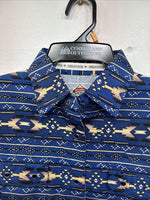 New Women’s Cumberland Blue Crop Top Short Sleeve Pearl Snap Medium LL-52