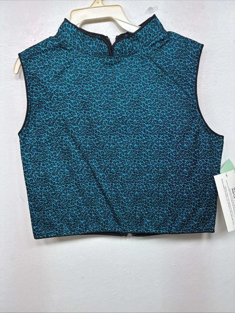 New Women’s 1849 RanchWear Blue Cheetah Print Zip Up Vest Small YY-45