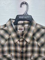 New Men’s ELY Cattleman Yellow Flannel Short Sleeve Pearl Snap 4XL F-51