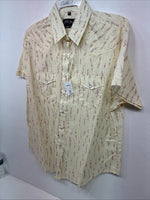 New Women’s White Horse Yellow Floral Short Sleeve Pearl Snap XL II-94