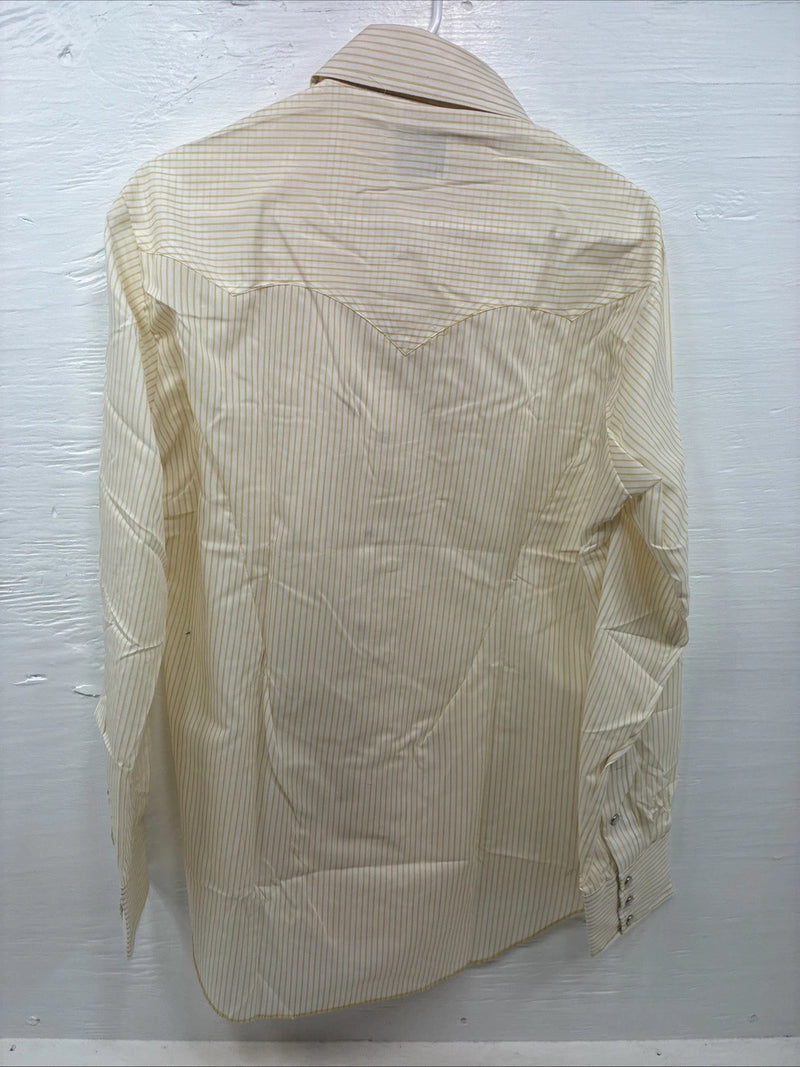 New Men’s Miller Yellow Stripe Long Sleeve Pearl Snap 16 X 35 Large V-115