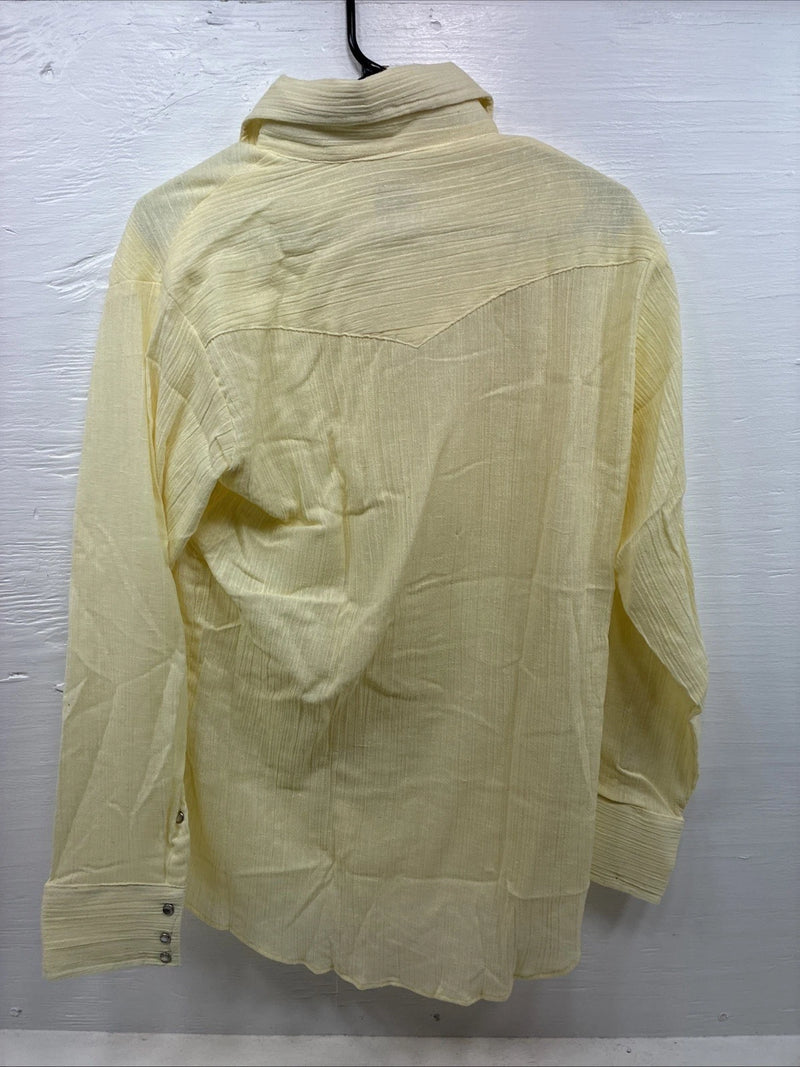 New Men’s Stockman Yellow Long Sleeve Pearl Snap 15 X 33 Medium AA-78