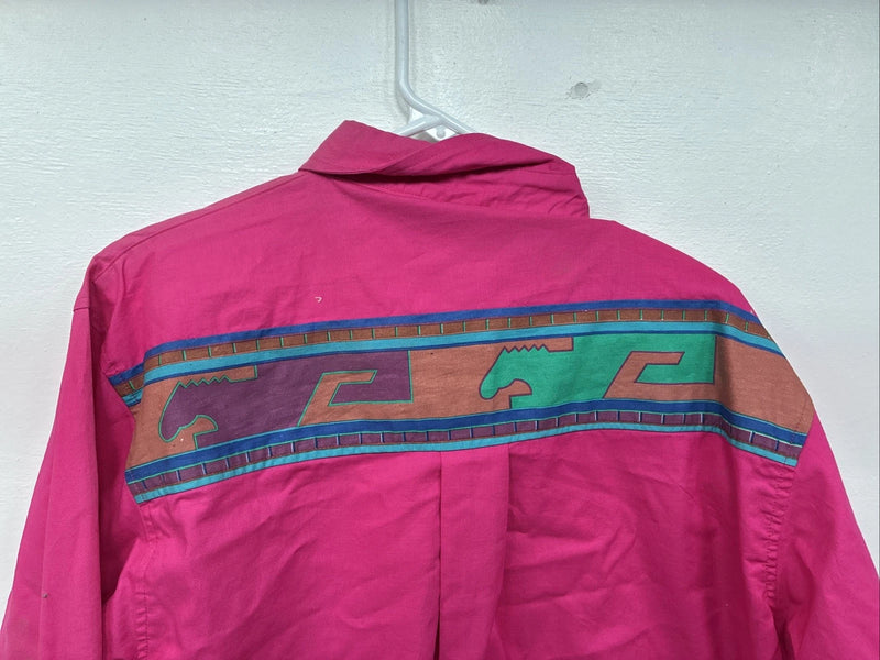 New Women’s Pink Design Long Sleeve Button Up XL TT-3