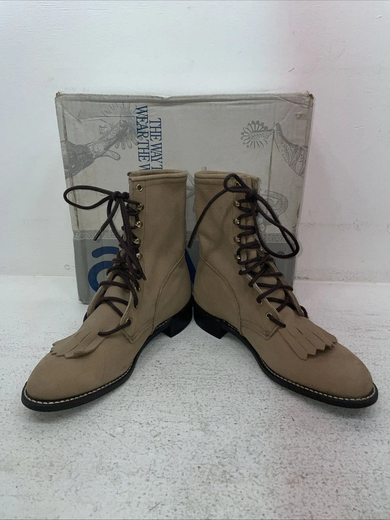 New Men’s Brown Lace Up Acme Cowboy Boots.  1011 8 D. 1-112