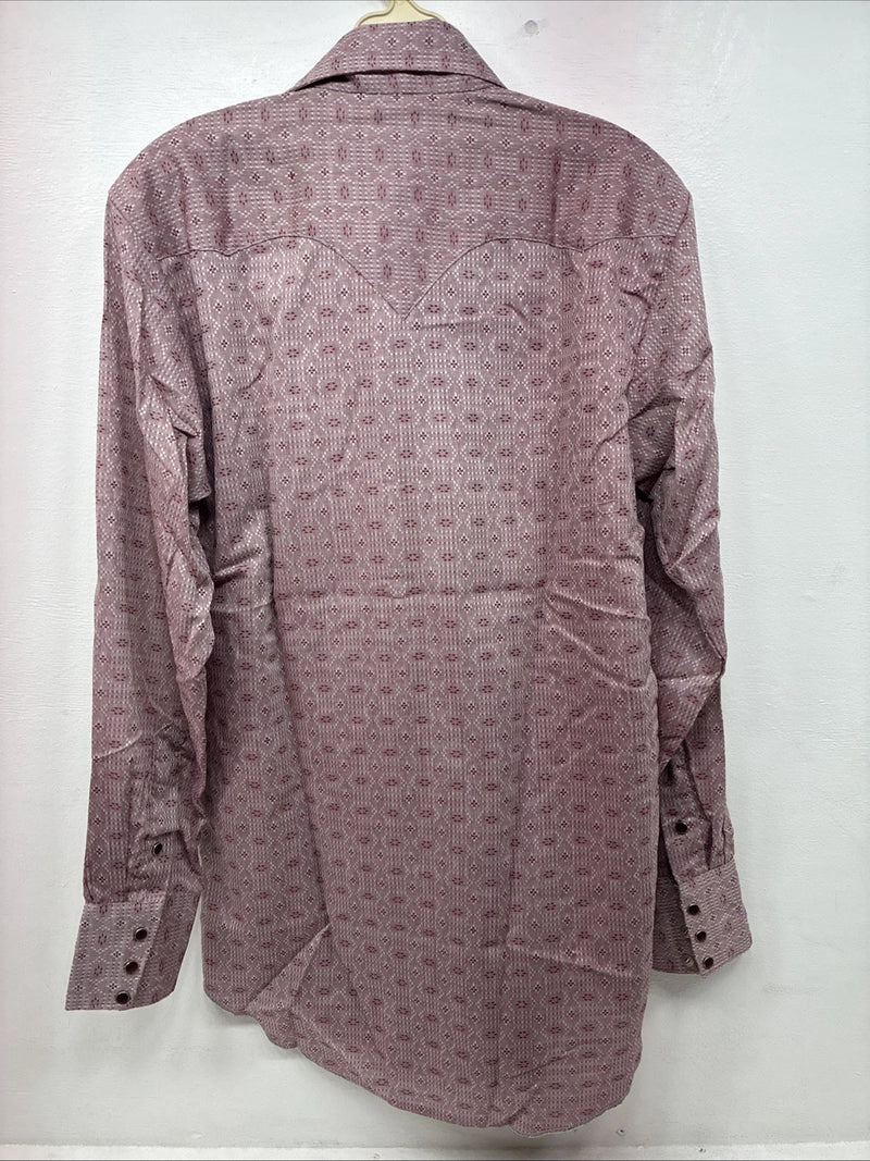 New Women’s Tem Tex Pink Deigned Long Sleeve Pearl Snap 14.5 II-5