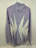 New Men’s Cowboy Threads Purple White Long Sleeve Button Up Medium KK-81