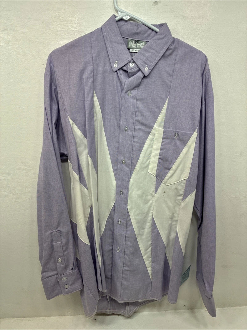 New Men’s Cowboy Threads Purple White Long Sleeve Button Up Medium KK-81