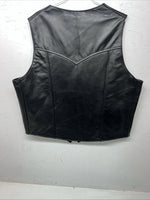 New Men’s Black Western Express Leather Biker Vest XL Q-603