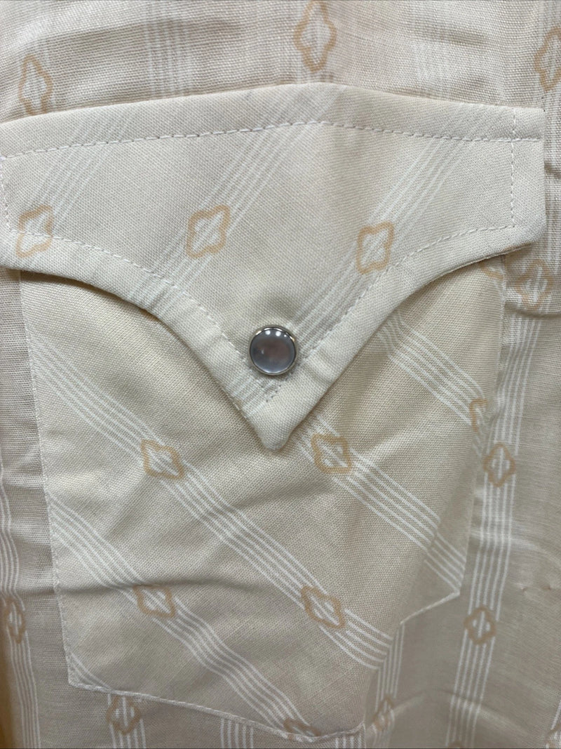 New Men’s Stockman Yellow Designed Long Sleeve Pearl Snap 15 Medium M-97