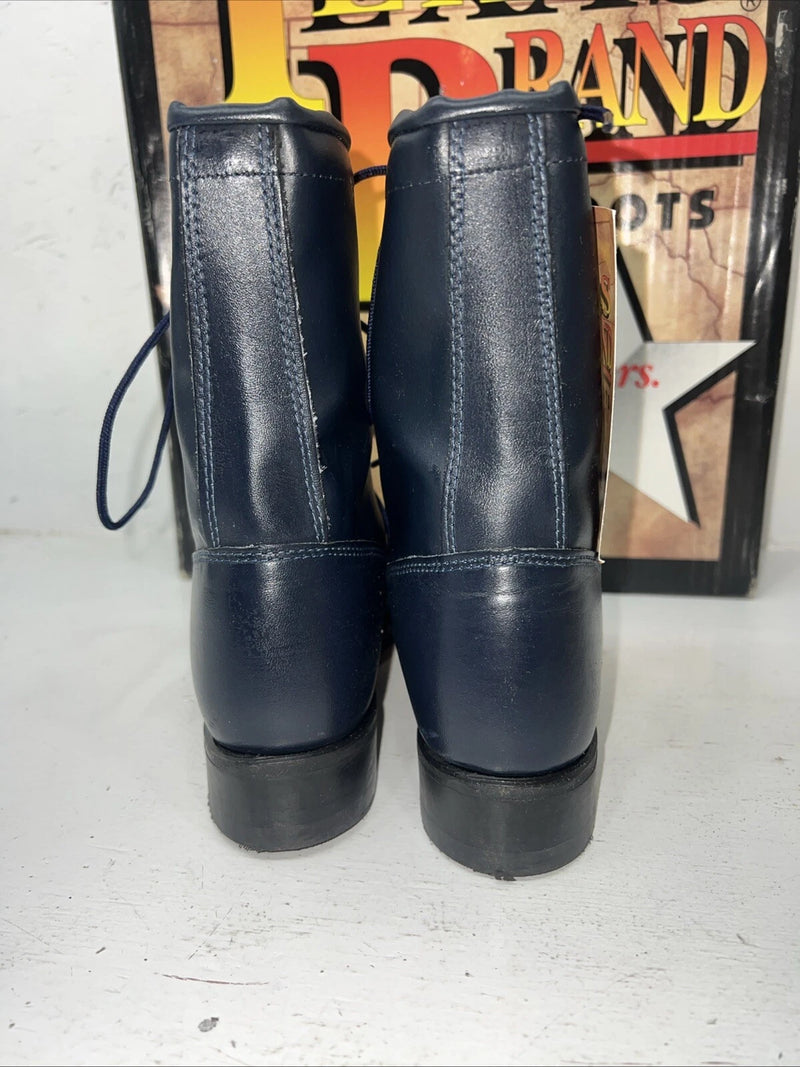 New Women’s Navy Blue Lace Up Texas Brand Cowboy Boots. 4445 5.5 5 1/2 M. 20-55