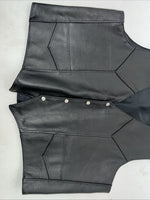 New Men’s Western Express Black Leather Biker Vest 4XL Q-604