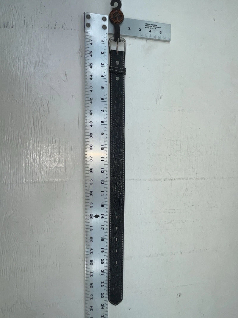 New Black Genuine Leather Circle Y Tooled 18” Belt #8022 NN-64