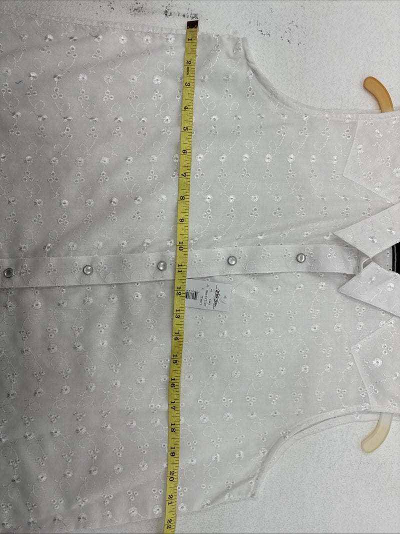 New Women’s White Horse White Designed Short Sleeve Pearl Snap Large II-88
