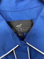 New Women’s Western Express Blue Design Long Sleeve Pearl Snap Large II-69