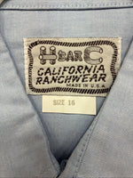 New Men’s H Bar C Blue Jean Long Sleeve Button Up 16 Large V-31