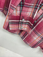 New Women’s Cumberland Pink Plaid Long Sleeve Pearl Snap Large GG-69