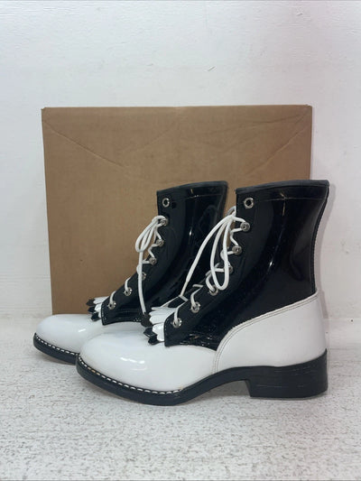 New Children’s White Lace Up Bronco Cowboy Boots. C 1332 13.5 -3 1/2 D. 23-89
