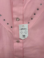 New Women’s White Horse Pink Gem Long Sleeve Pearl Snap XL GG-70